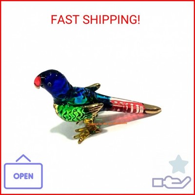 Handmade Mini Blown Glass 2'' Parrot Bird Fantasy Figurine Art, Cool Stuff, Minia