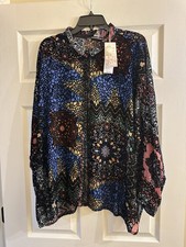 Johnny Was Audrey Oversized Nava Burnout Blouse  Wide Leg Pants Set 693 XXL