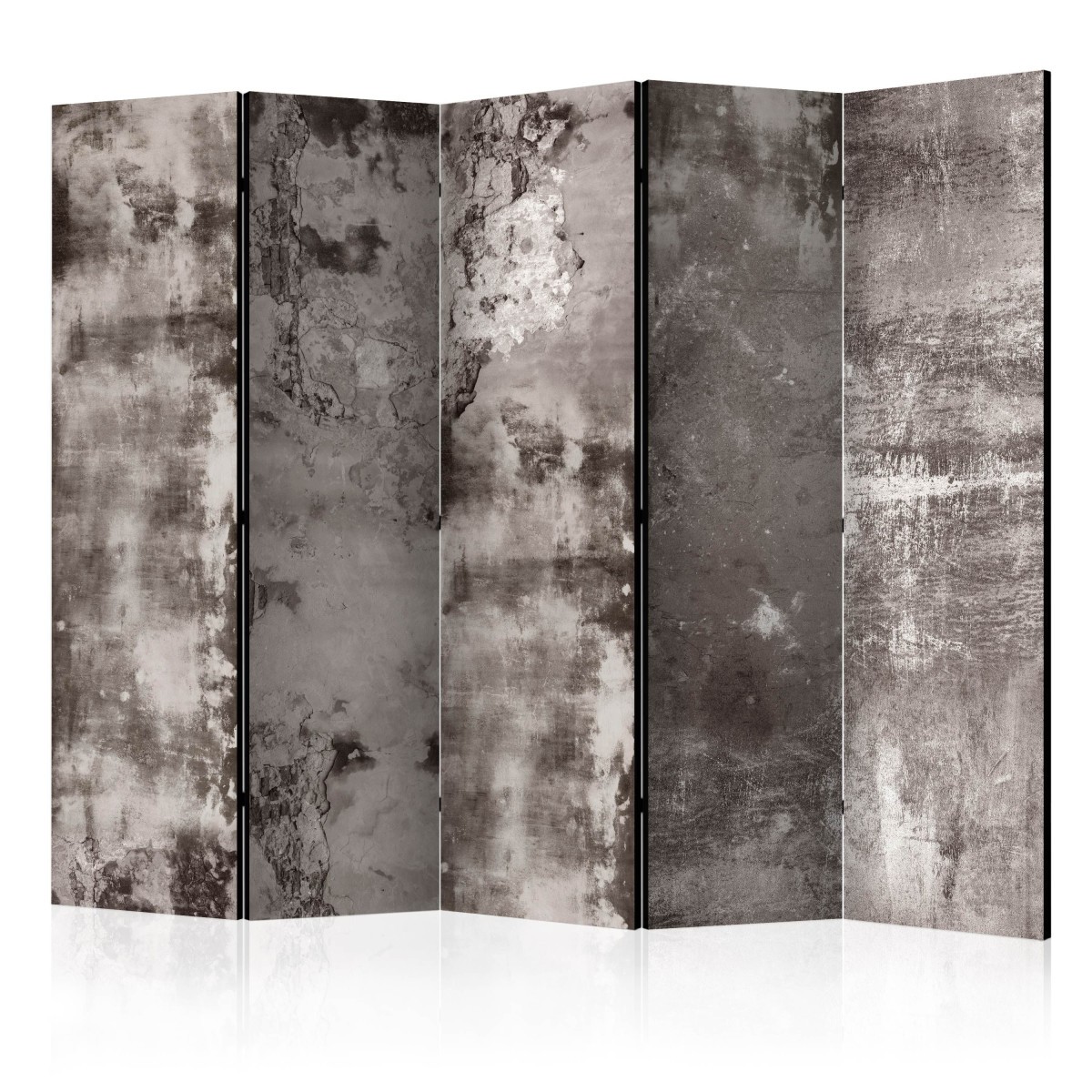 Paravent 5 volets claustra amovible toile intissée grise 172x225cm