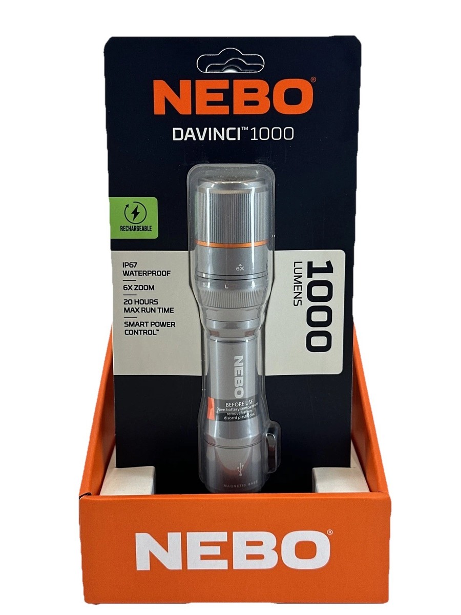 NEBO Davinci 1000 LED Flashlight Waterproof Rechargeable 6X Zoom