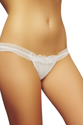 Weißer Netz & Spitze Tanga hinten offen Damen Jockstrap Stil Slip