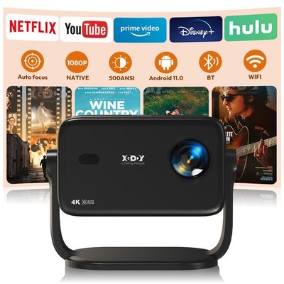 XGODY Autofokus Projektor 1080P 4K HD Beamer WiFi LED Heimkino HDMI Bluetooth