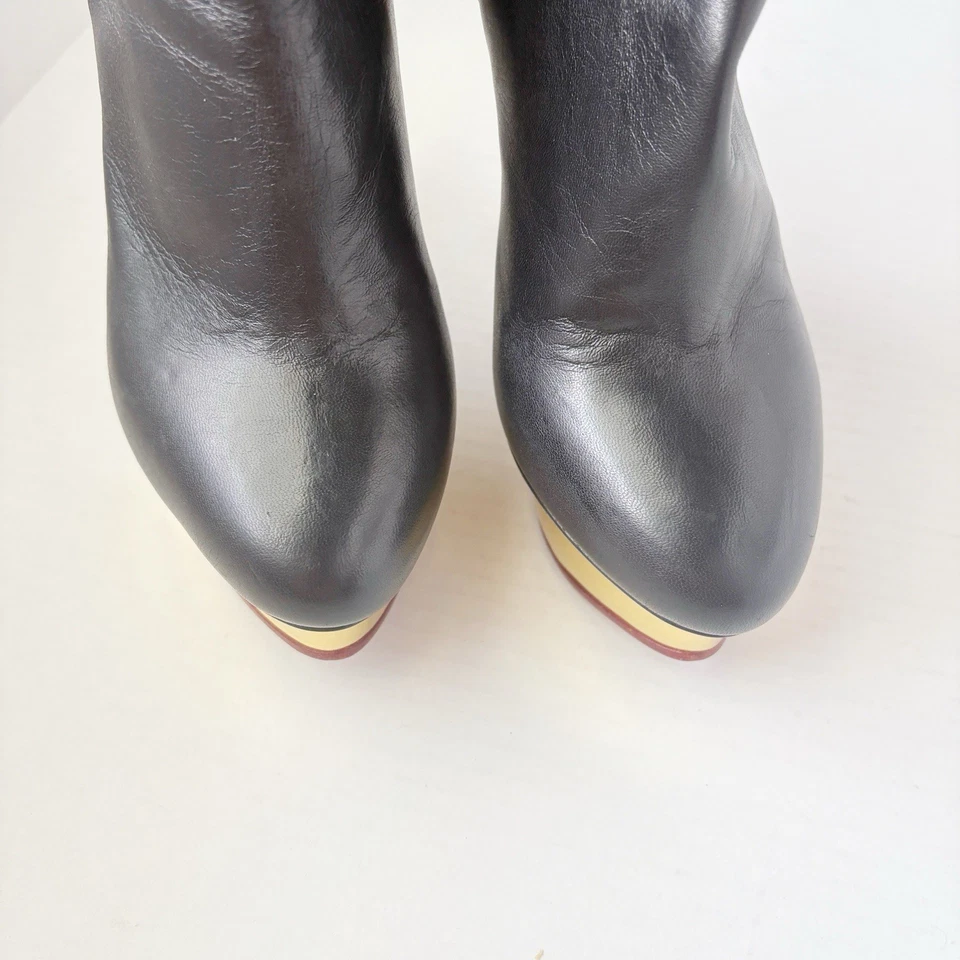 Charlotte Olympia Lucinda Black Nappa Metallic Calf Platform Boots Size 37.5 - Image 2 of 4