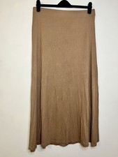 H&M Camel Brown Midi Skirt Size Large Long Elasticated Waist