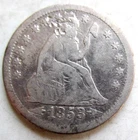 1853 Arrows/Rays Seated Liberty Quarter 25c (Damaged)