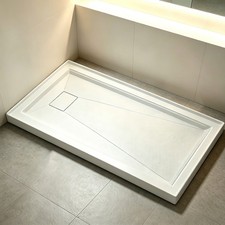 Single Threshold White Shower Base 60"x32"Non-Slip Acrylic Shower Pan-Left Drain