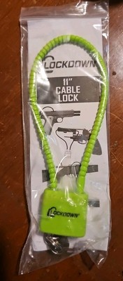 Lockdown 11'' Cable Lock 2-keys Lime Green Handgun, Shotgun or Rifle Lock - NEW