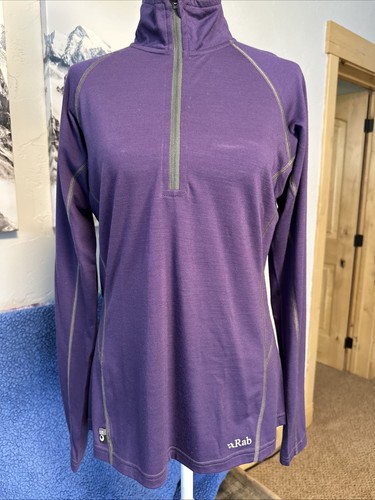 Women’s Rab MeCo 165(65% Merino wool) LS Zip Tee- Large, Purple