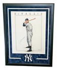 Joe DiMaggio Autographed Framed 15x19 Original Art Work New York Yankees PSA/DNA