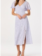 NWT ASTR The Label Light Blue Floral Jacquard Midi Dress L US 10