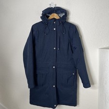 Ariat Equestrian Trainers Insulated Long Coat Womens Size M Blue Hooded Quilted