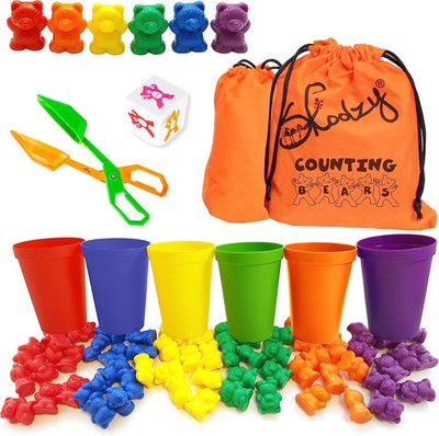 Skoolzy Counting Bears Set - 70 Pc Color Sorting Sensory Toys for Toddlers 3-4
