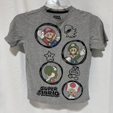 Super Mario Nintendo T-Shirt Kids Size 8 Gamer Video Games Short Sleeve Grey