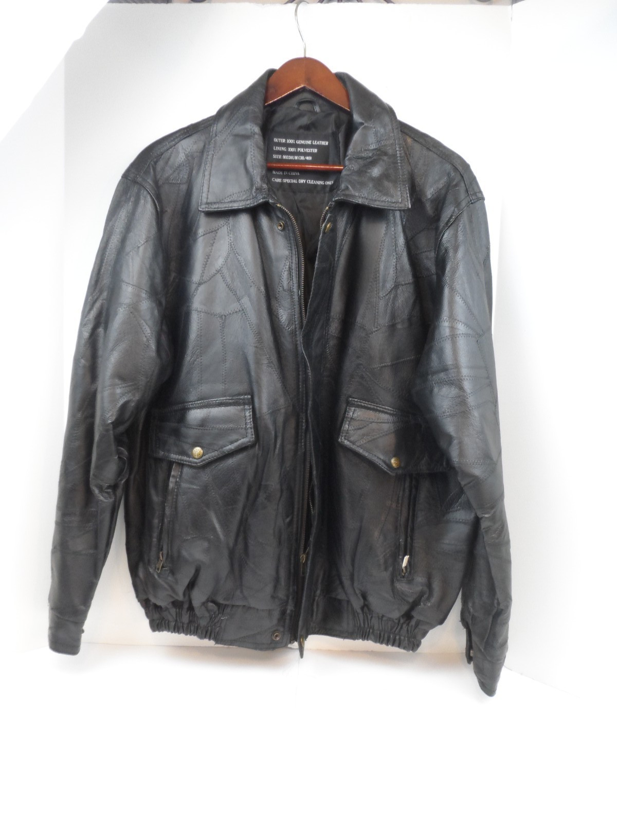 Unbranded Bomber Patchwork Leather  Lined Jacket … - image 1