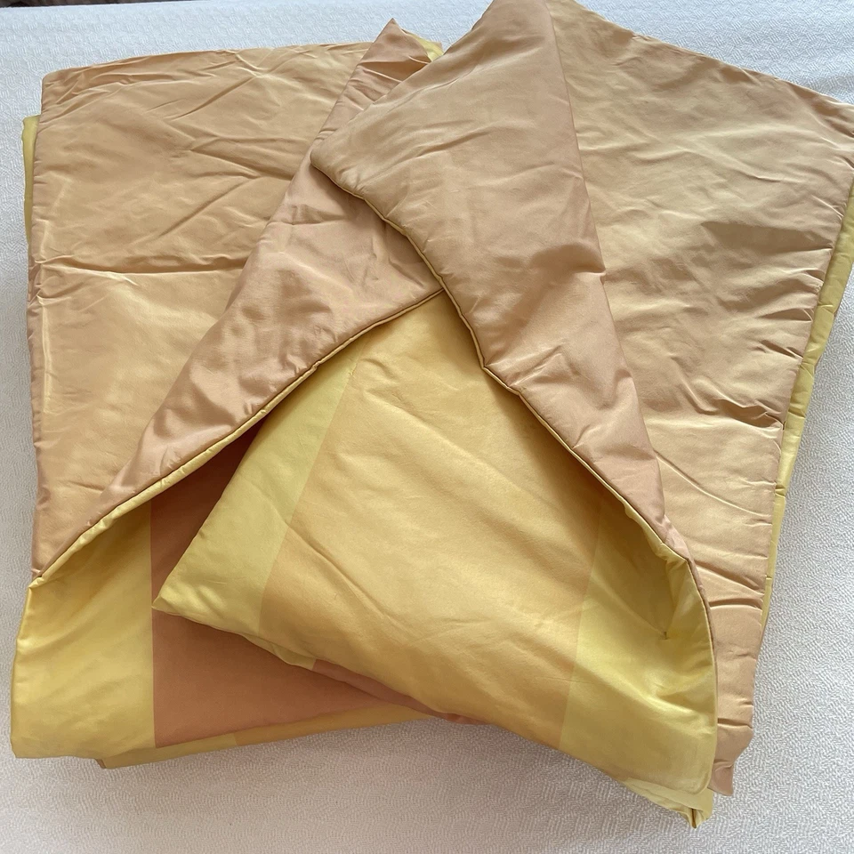 2TWIN COLOR BLOCK LIGHTWEIGHT REVERSABLE COVERLET/SPREAD YELL/ORAN/GOLD HANDMADE - Image 4 of 4