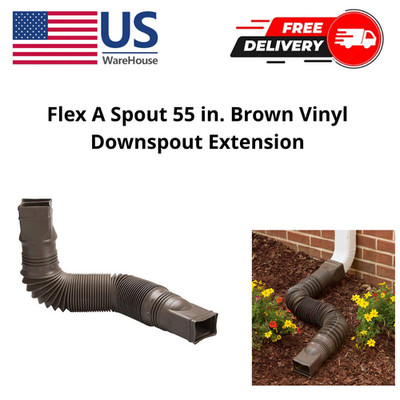 Expandable Flex Drain Downspout Extension 25-55  Rain Pipe Spout Gutter, Brown