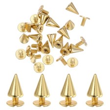 20 Sets 10mm Cone Spikes, Metal Tree Spikes Punk Style Studs, Light Gold