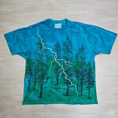 Vintage Lightning Forest Nature Shirt 90s Local Color Mary Dee AOP Size XL