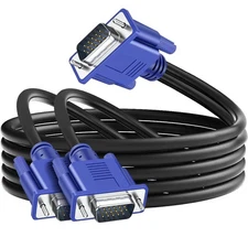 VGA Splitter Cable Dual Monitor Y Adapter Video Cord 1 Male to 2 Male Screen ...