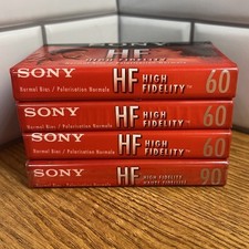 Set of 4 Sony High Fidelity 60 Min Cassette Tapes New Sealed Normal Bias C-60HFL