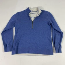 Tommy Bahama Sweater Mens Medium Blue Half Zip Pullover Lightweight Casual