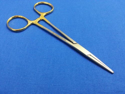 GOLD HANDLE AUTOCLAVABLE O.R GRADE MOSQUITO HEMOSTAT FORCEPS 5" STRAIGHT - Picture 5 of 5