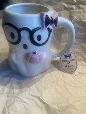 Viral Halloween Girl Ghost Mug With Glasses And Bow 18 Oz. Large Mug