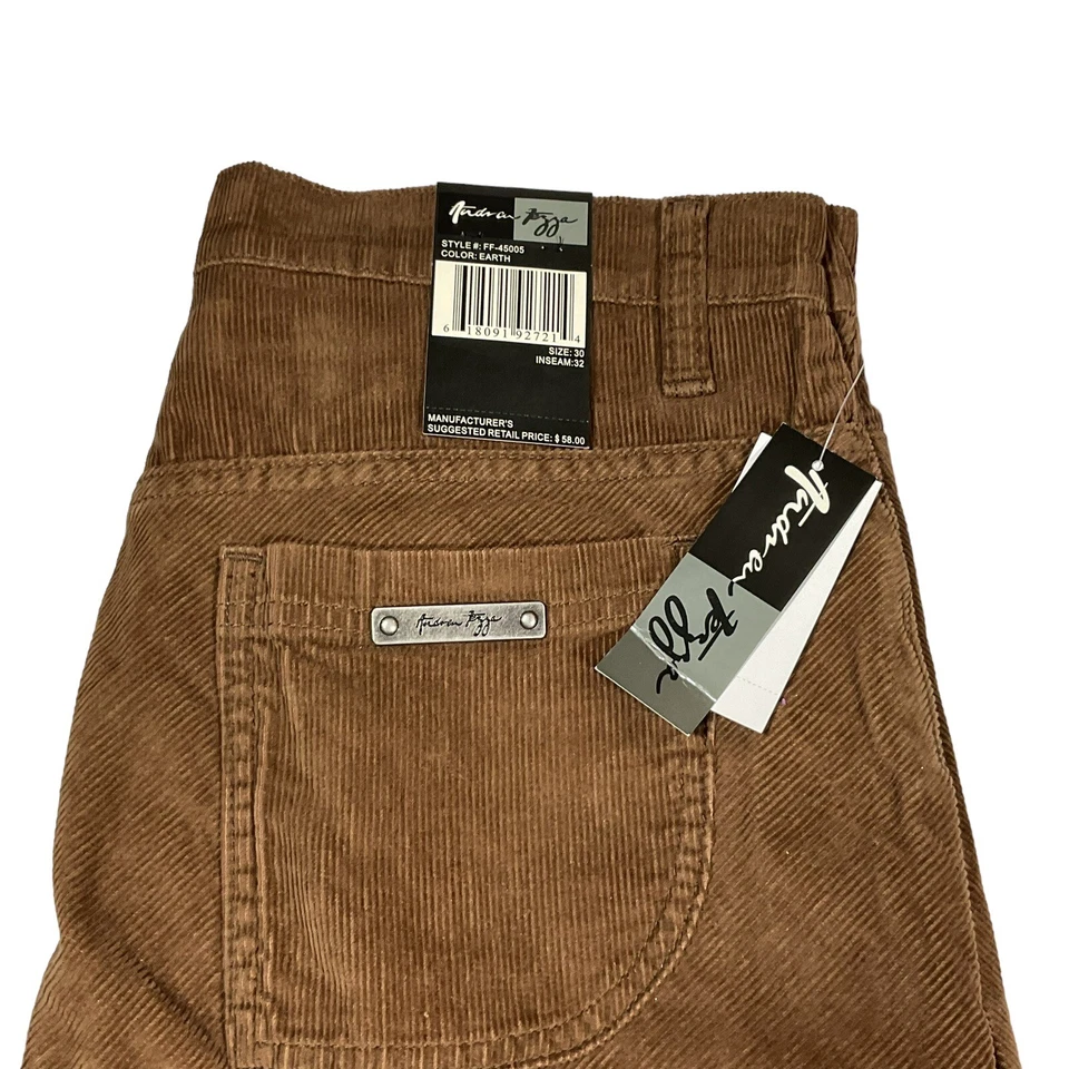 Pantalones de pana Andrew Fezza marrón nuevo con etiquetas para hombre talla 30 Foto 3 de 4