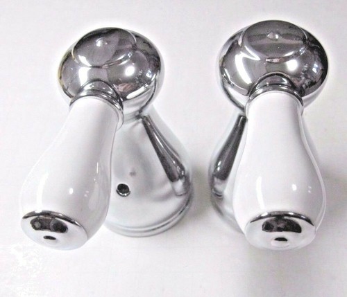 Delta H677 Roman Tub Leland Faucet Handles Porcelain Levers Shiny Chrome 2 Large - 第 2/7 張圖片