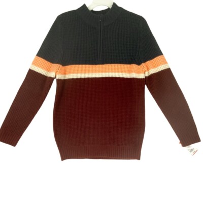 Cat & Jack Boys Color Block 1/4 Zip Long Sleeve Sweater Size XL(16) 