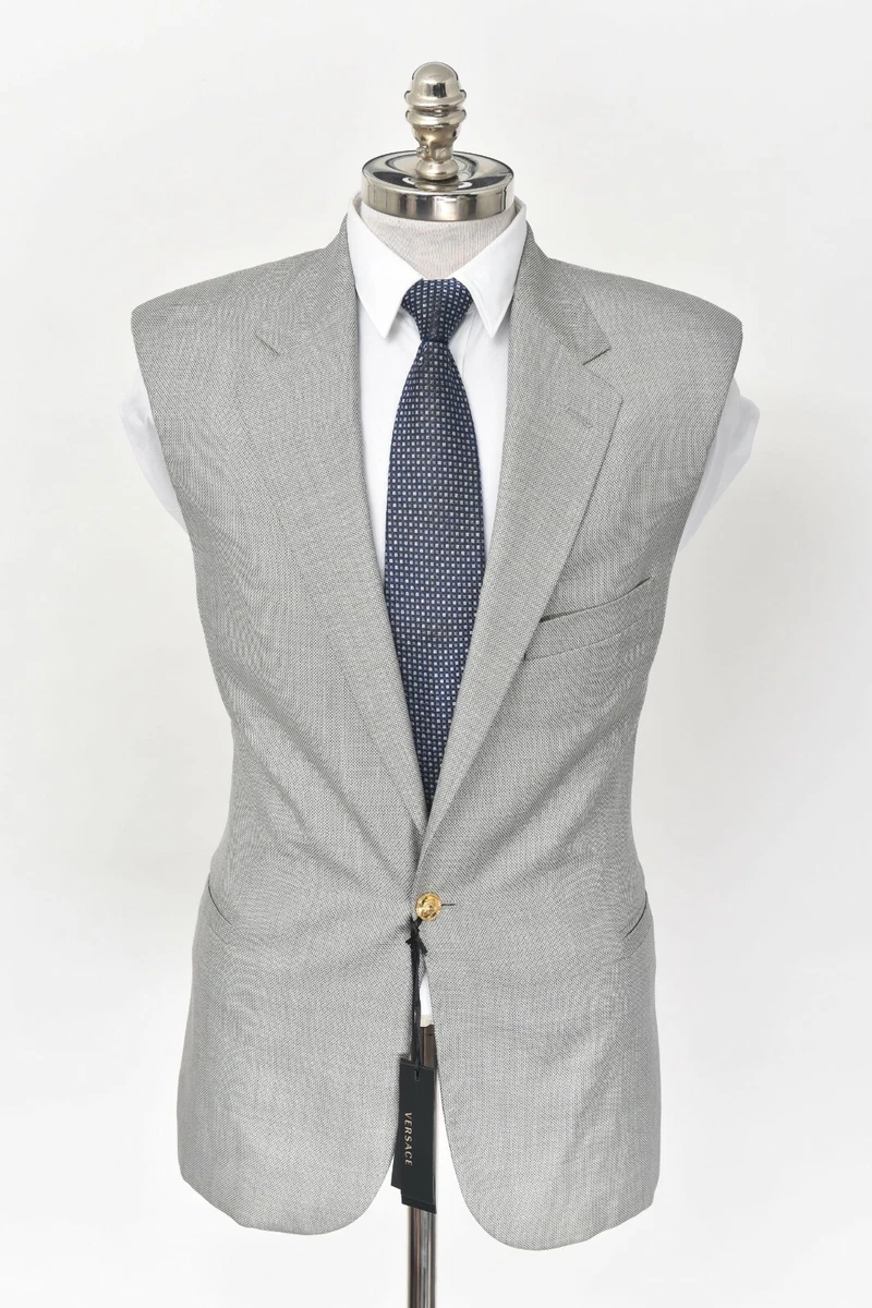 NWT VERSACE Black Label Silver Nailhead Silk Single Button Vest 40 R (EU 50)