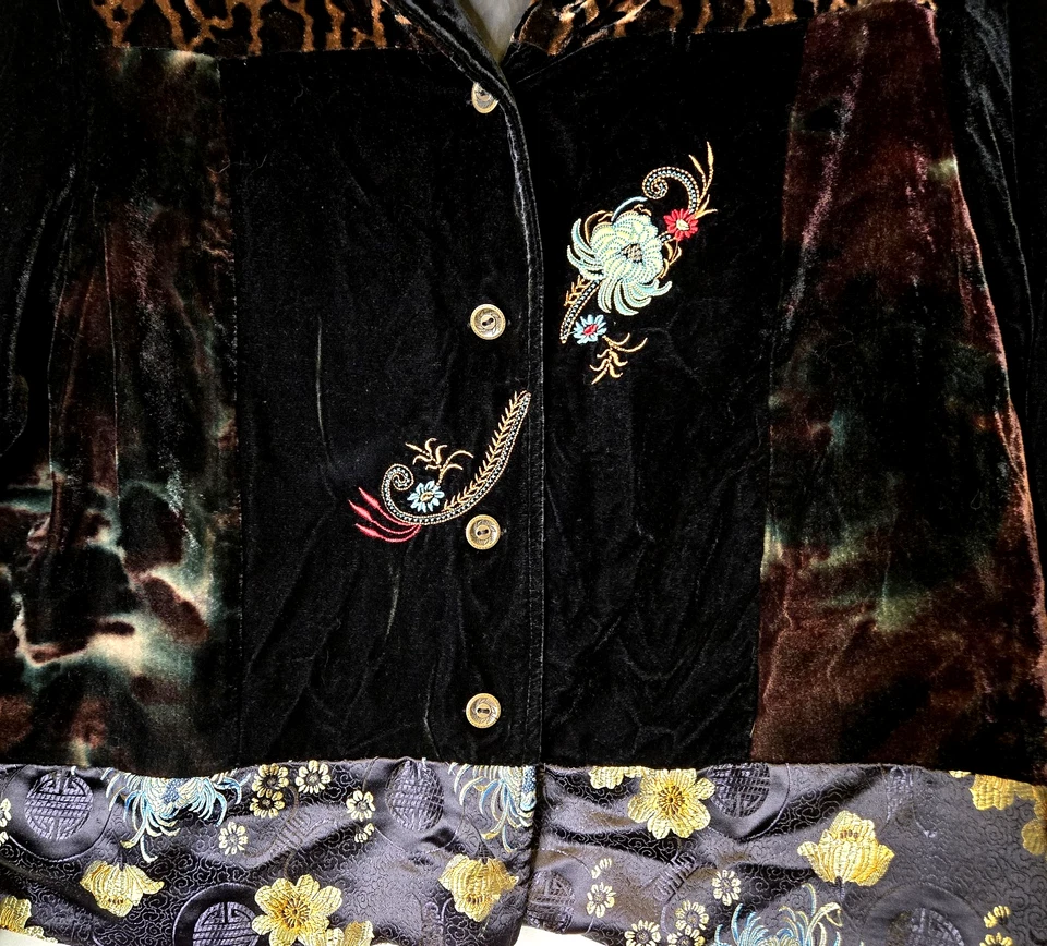 Chaqueta de Colección Para Mujer L Parche de Terciopelo Caprichosa Boho Bordada Estilo Asiático Ciervo Blanco Foto 4 de 4