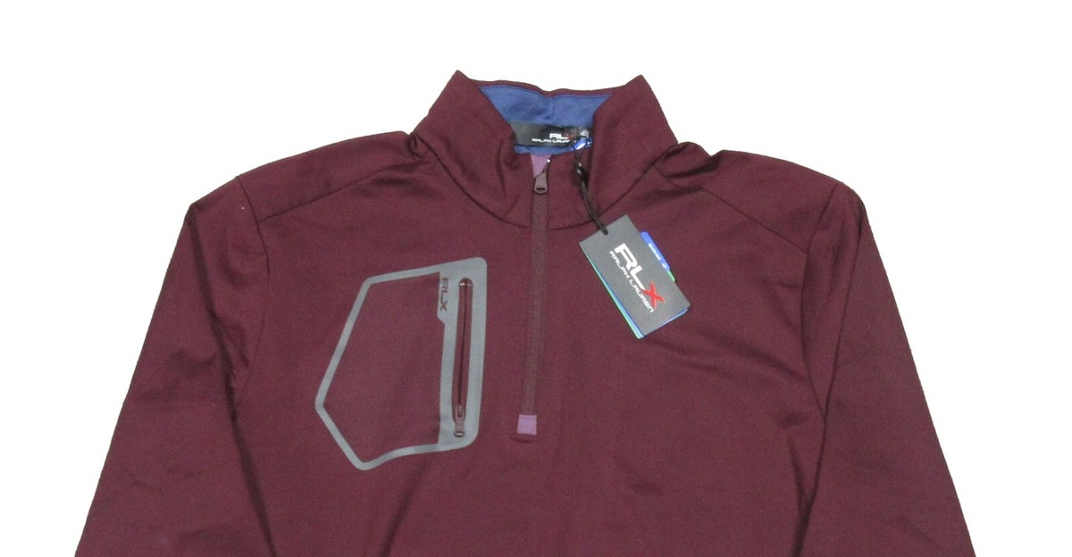 ラルフローレン RLX Ralph Lauren Men's Red Burgundy Solid 1/4 Zip Fleece