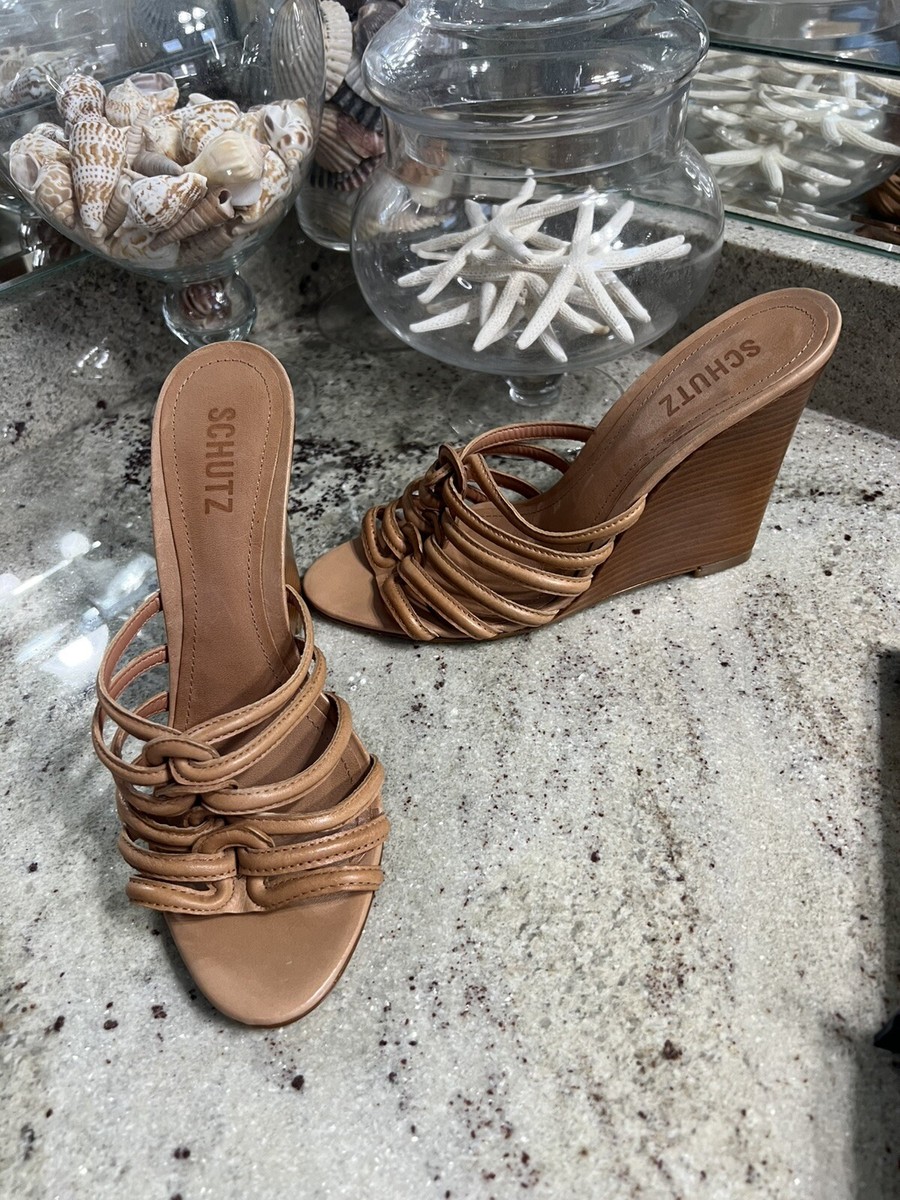 Schutz Octavia Wedge Heels | Anthropologie NWOB Schutz Octavia Leather Wedge Sandals - Pearl - Size 7B main image 1