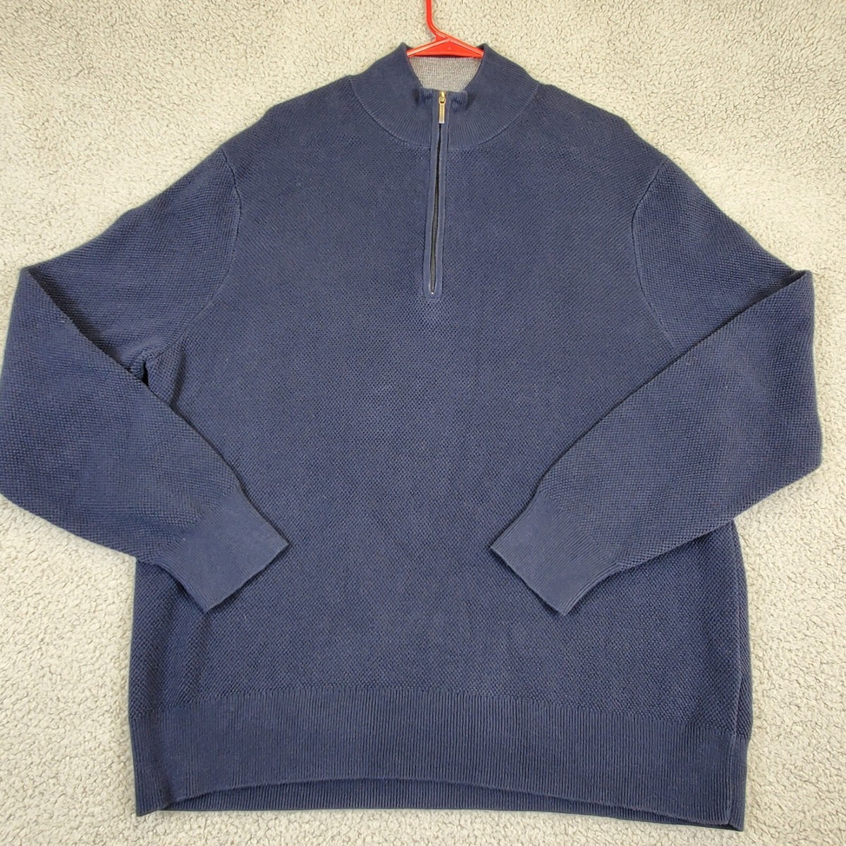 Brooks Brothers 1/4 Zip Sweater Mens XL Navy Blue Quarter Zip