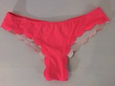 Victoria  s Secret Bright Pink Cheeky Bikini Bottom. Size SP. Scalloped Edging