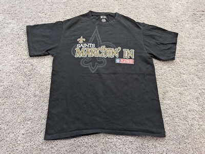 Saints Marchin' In T Shirt Mens Large NFL Team Apparel Black Football Sports