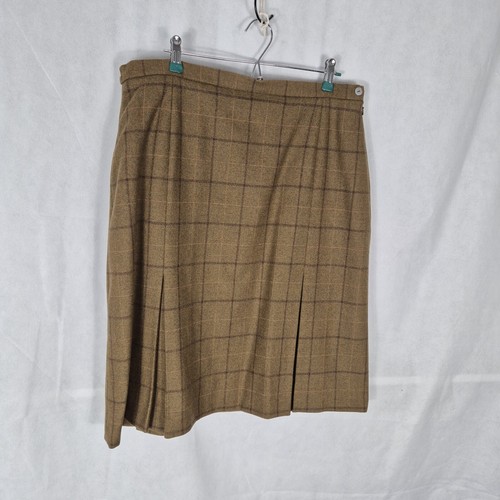 Ladies Skirt Size 18 House Of Bruar Pure Wool Brown Check Tweed Casual Country - Picture 2 of 8