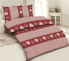 4tlg Bettwäsche Set Bettbezug 155x220 80x80 Landhaus Landhaus Bauernkaro Rot NEU