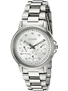 Citizen Eco-Drive Women's Crystal Accents Silver-Tone 36mm Watch FD2040-57A