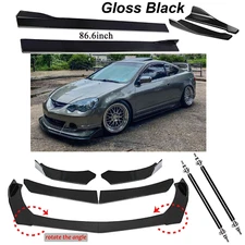 Front Bumper Lip Spoiler Splitter 86.6" Side Skirt Rear Lip For Acura ILX TLX