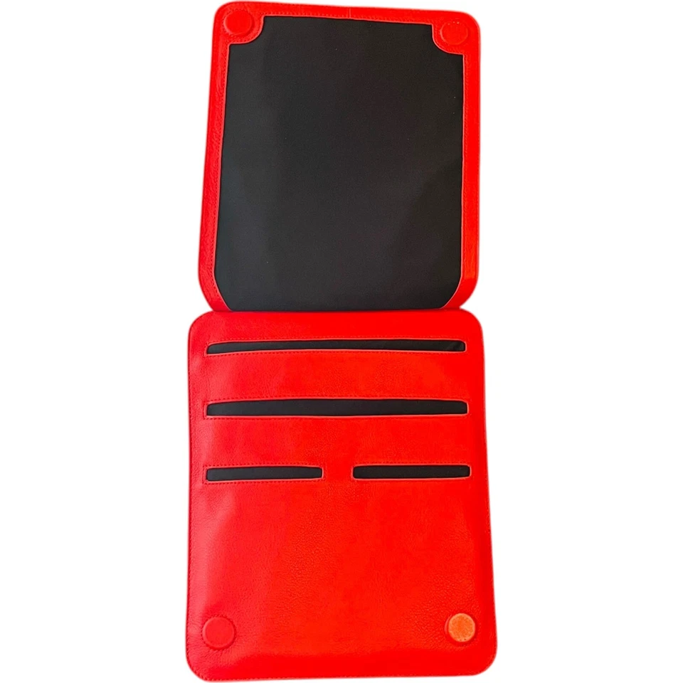 Levenger Red Tablet Soft Carrier 12.5"x10" Leather Sleeve Monogram KAJ - Image 2 of 4