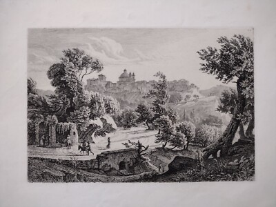 Georg Busse Ariccia Castelli Romani Originale Aquaforte 1840 Antike Druck