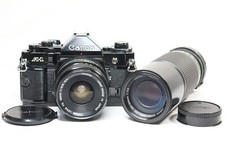 Canon A-1 SLR Film Camera Black FD 35mm F/3.5 S.C NFD 100-200mm F/5.6 Lens