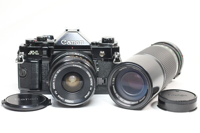 [美品]　Canon キャノンA-1 NFD 35mm 2.8 Canon A-1 SLR Film Camera Black + FD 35mm F/3.5 S.C + NFD 100