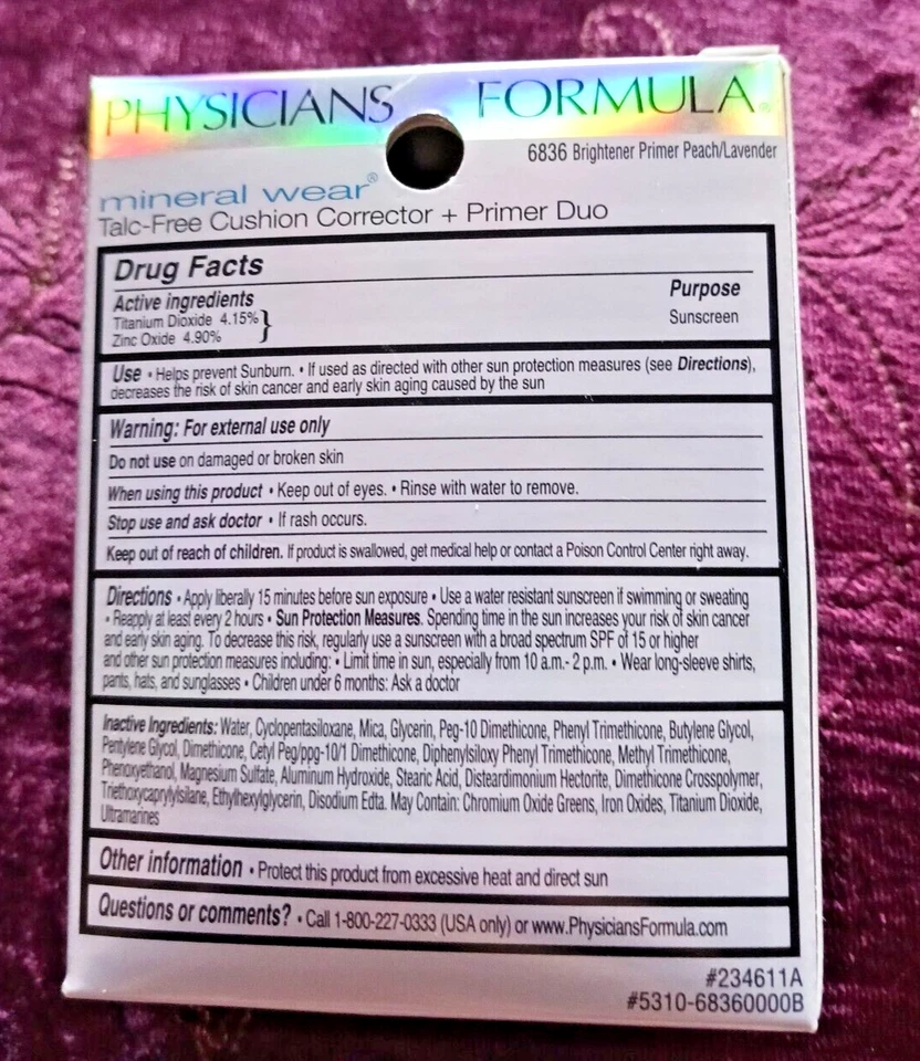 Physicians Formula Mineral Wear Cushion Corrector + Primer 6836 Peach/Lavender - Image 2 of 4