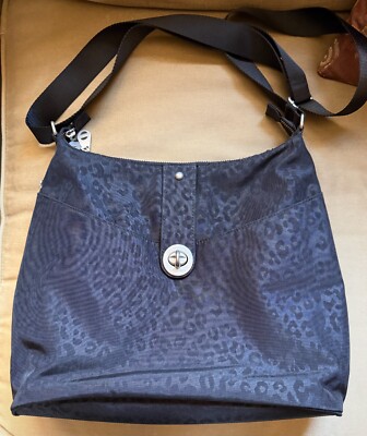 Baggallini Helsinki Black Travel Bag w/ Leopard Print