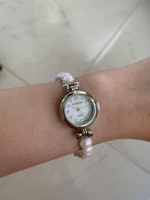 NEW PERSONA WOMEN REAL FRESH WATER PEARL WATCH SILVER Mother Of Pearl Face