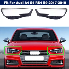 L&R Clear Headlamp Lens Cover Shell+Sealant Glue For Audi A4 S4 RS4 B9 2017-2019