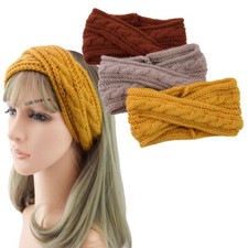 Headbands for Women Girls Wide Hariband Warm Wraps Elastic Solid Color Knitted